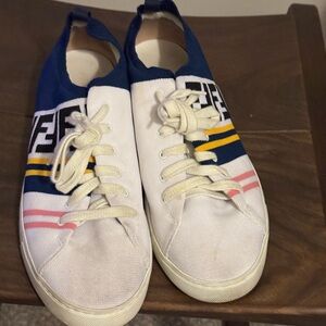 Fendi Navy and White Casual Sneakers